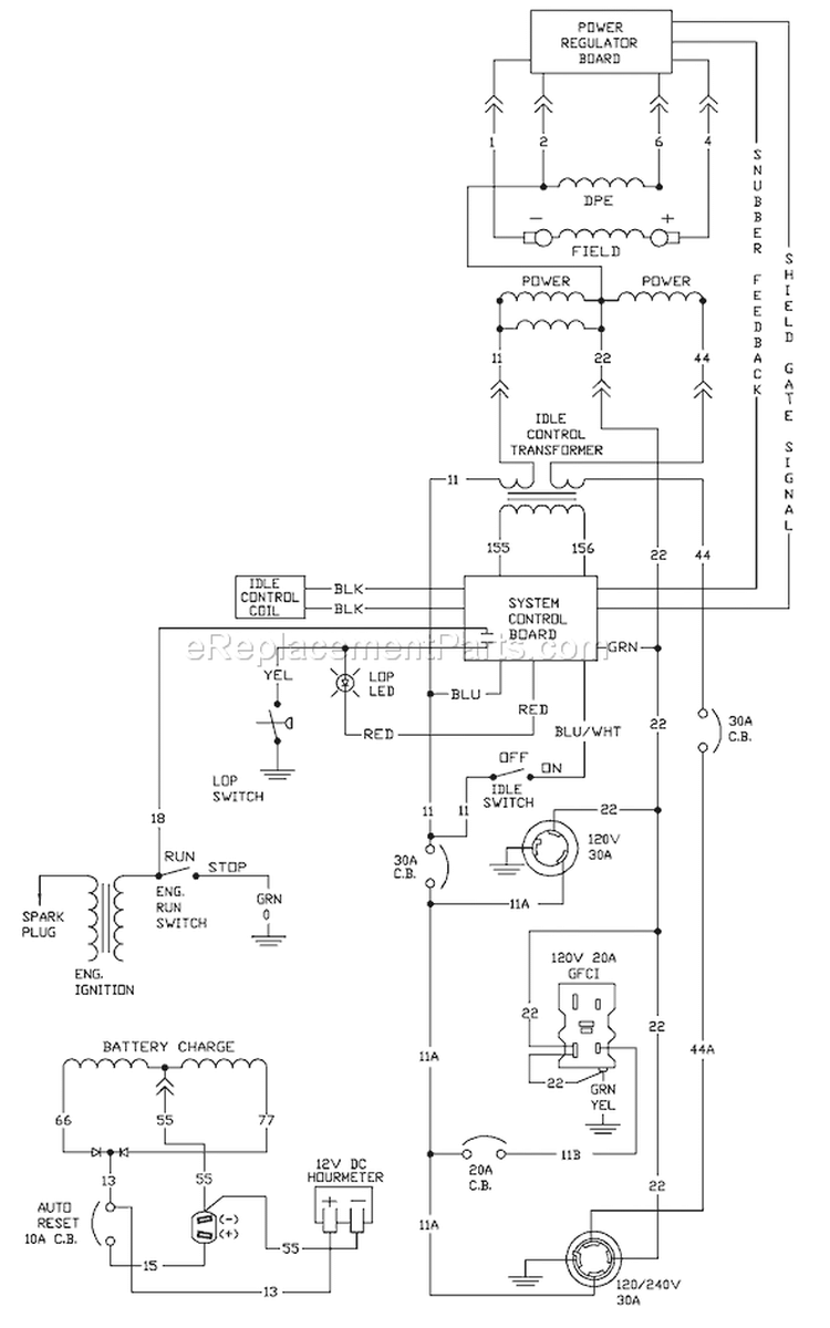 Page D Diagram and Parts List for 1786-0  Briggs and Stratton Generator